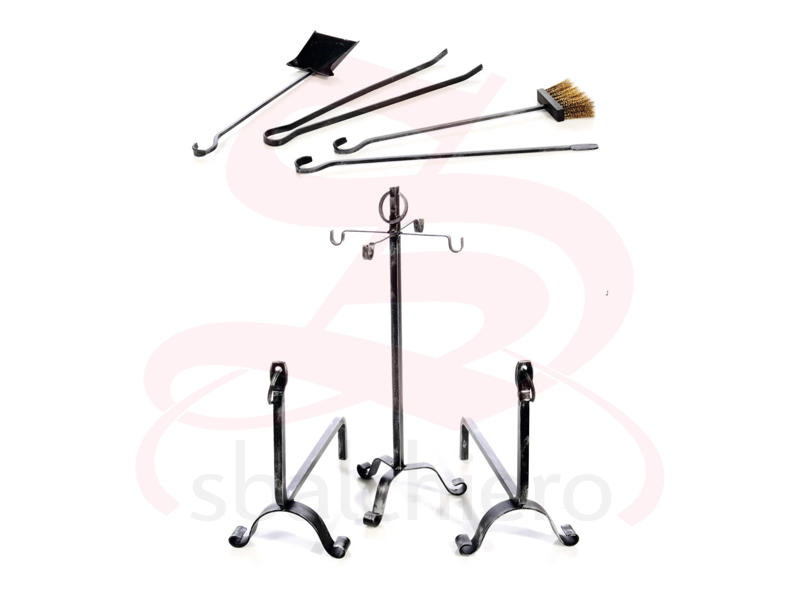 COPPIA ALARI FERRO BATTUTO LINEA ANELLO MEDI