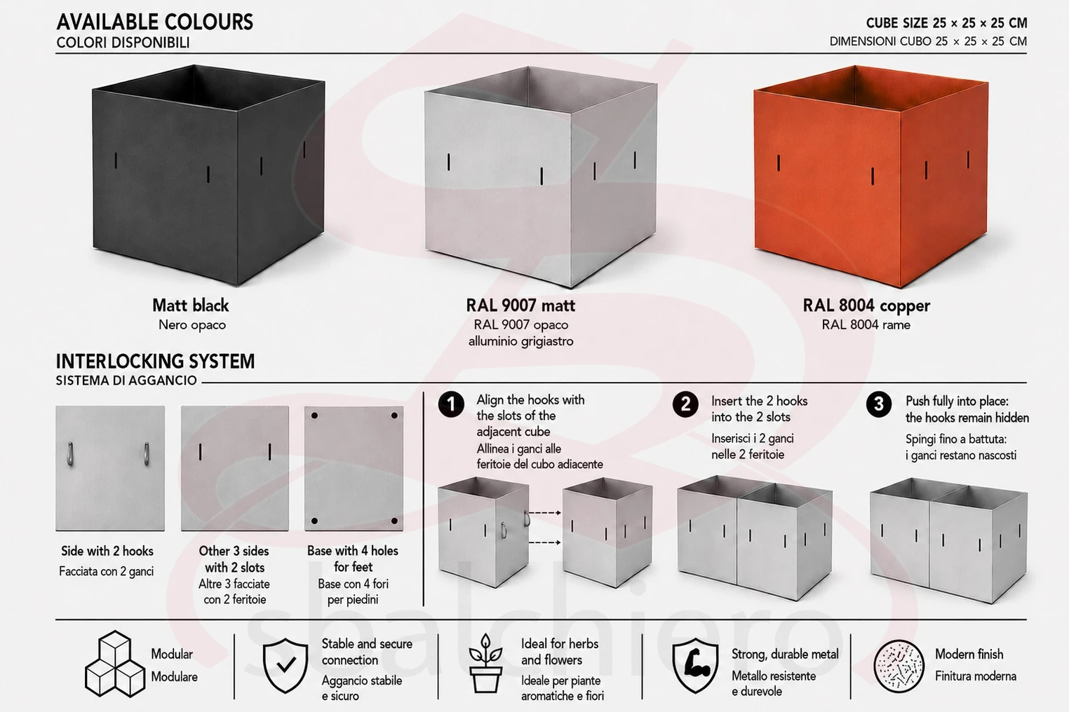 CUBO PORTAVASO MODULARE 25 MARRONE RAME