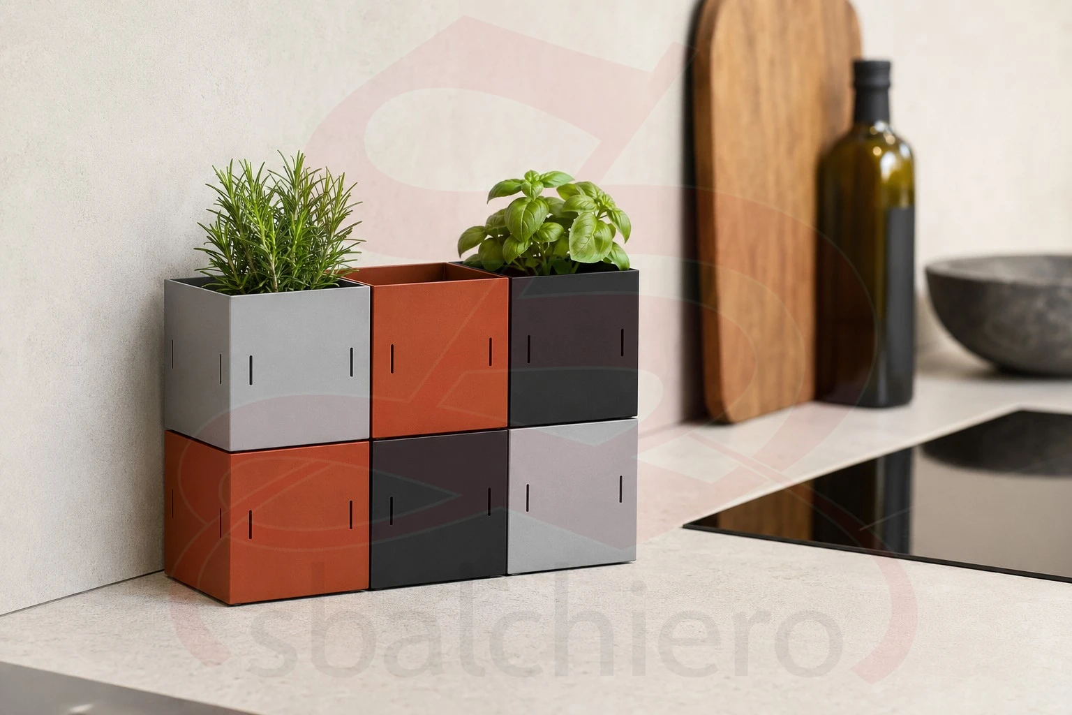 CUBO PORTAVASO MODULARE 9 GRIGIO