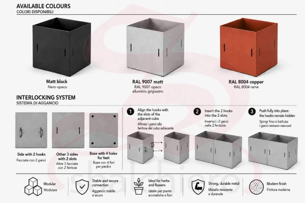 CUBO PORTAVASO MODULARE 9 NERO