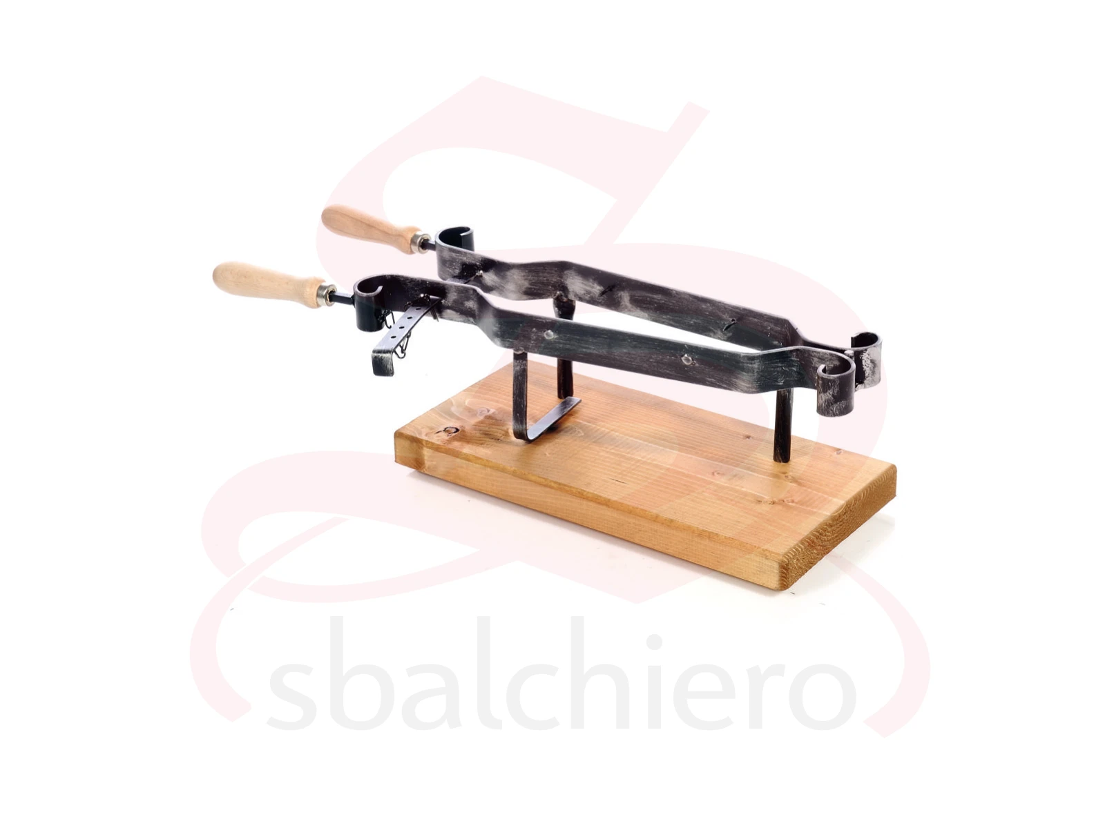 FERMAPROSCIUTTO IN FERRO BATTUTO MANICO LEGNO