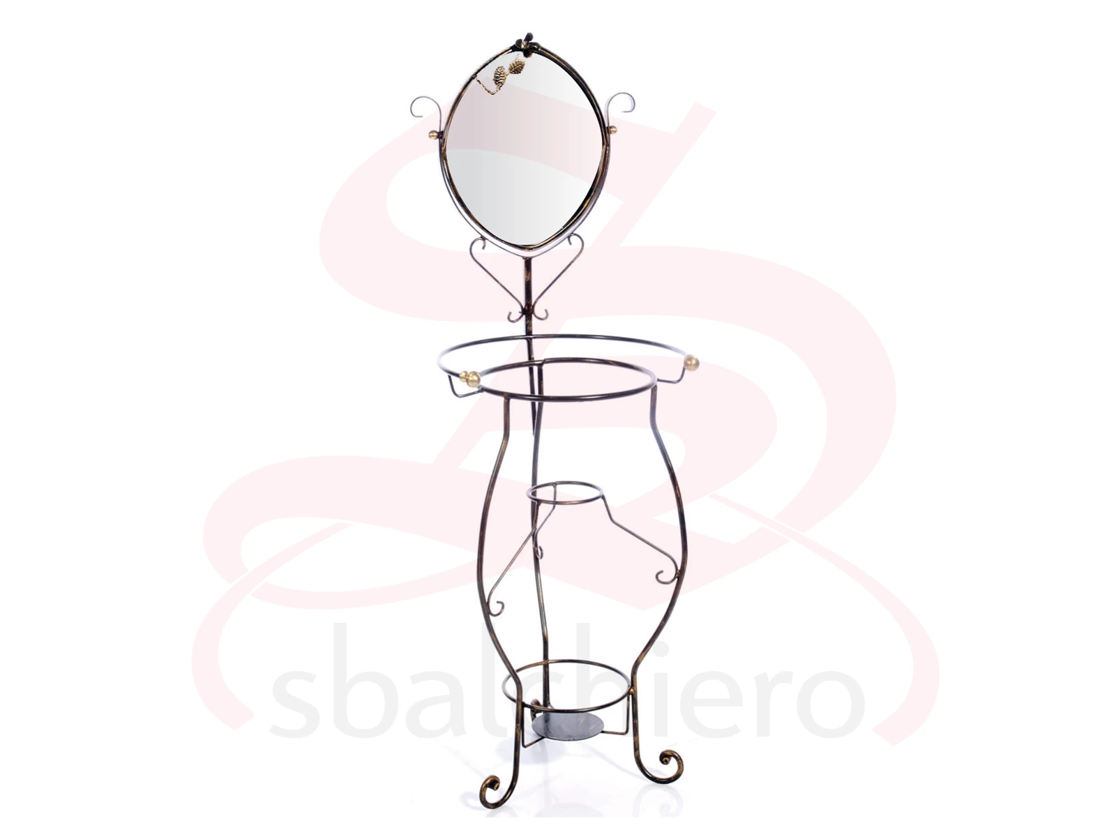 PORTACATINO BAROCCO  SPECCHIO OVALE CON ROSA