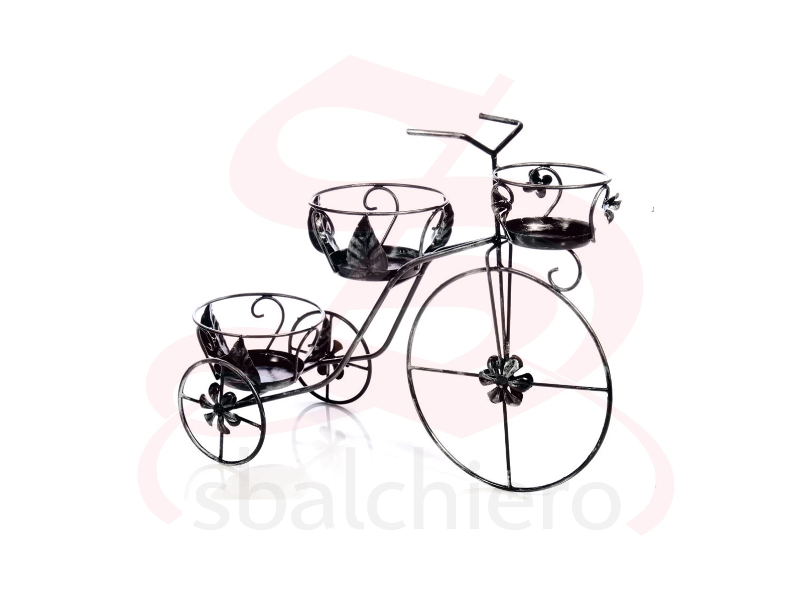 PORTAVASO FERRO BATTUTO BICICLETTA 3 POSTI
